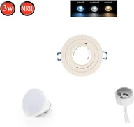 Żarówki LED - Reflektor wpuszczany Obrotowy 35° GU10 Ø85mm Otwór wiercony aluminium w komplecie GU10 5W Żarówka LED 350lm Biały Szczotkowany Okrągły - miniaturka - grafika 1