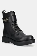Botki damskie - Love Moschino botki damskie kolor czarny na płaskim obcasie JA24024G1NIN100A - miniaturka - grafika 1