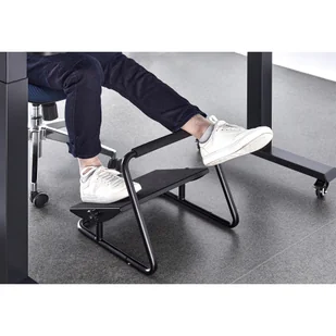 Podstawa ergonomiczna pod nogi, możliwość wyprostowania nóg, czarny, stal, 25 kg nośność, Powerton, regulowana wysokość - Podnóżki, podpórki, podkładki - miniaturka - grafika 5