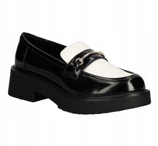 ALDO DAMSKIE MOKASYNY LOAFERSY CZARNO BIAŁE 38 14AC