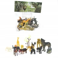 Figurki dla dzieci - FIGURKI ZWIERZĘTA DZIKIE ZOO SAFARI DUŻY ZESTAW LEW ŻYRAFA SŁOŃ GORYL WILK - miniaturka - grafika 1