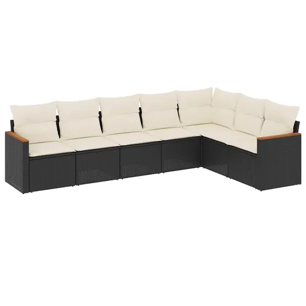 Zestaw wypoczynkowy rattan PE, czarny, 62x62x69 cm, kremowy