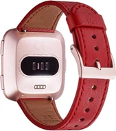 Akcesoria do smartwatchy - PASEK DO ZEGARKA Fitbit Versa/Versa 2/LITE/SE CZERWONY SKÓRA NATURALNA - miniaturka - grafika 1