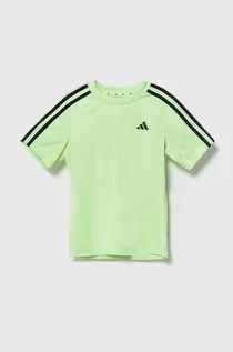 Koszulki dla chłopców - adidas t-shirt dziecięcy kolor zielony z aplikacją - grafika 1