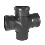 Łączniki, trójniki, kształtki - Wavin Czwórnik 1-płaszczyznowy, wersja radialna (o złagodzonych, promienistych (radialnych) odejściach), 110x110x110/87°, SITECH+ czarny - miniaturka - grafika 1