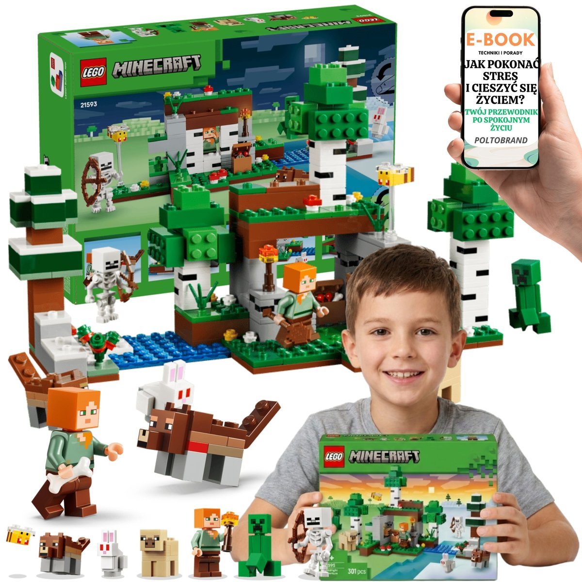 LEGO Minecraft Przetrwanie Pierwszej Nocy 21593 Zestaw + E-BOOK-1