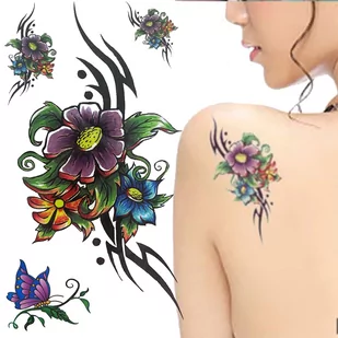 Tattou, Duży tatuaż zmywalny tymczasowy 10cm motyw Kwiaty X-515 - Zabawki kreatywne - miniaturka - grafika 1