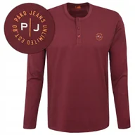 Koszulki męskie - LONGSLEEVE męski koszulka z długim rękawem bawełniana LEVEL bordowa L - miniaturka - grafika 1