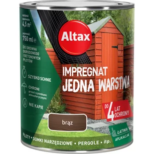 Impregnat do drewna ogrodowego JEDNA WARSTWA 0,75 l Brąz Altax - Farby i impregnaty do drewna - miniaturka - grafika 1