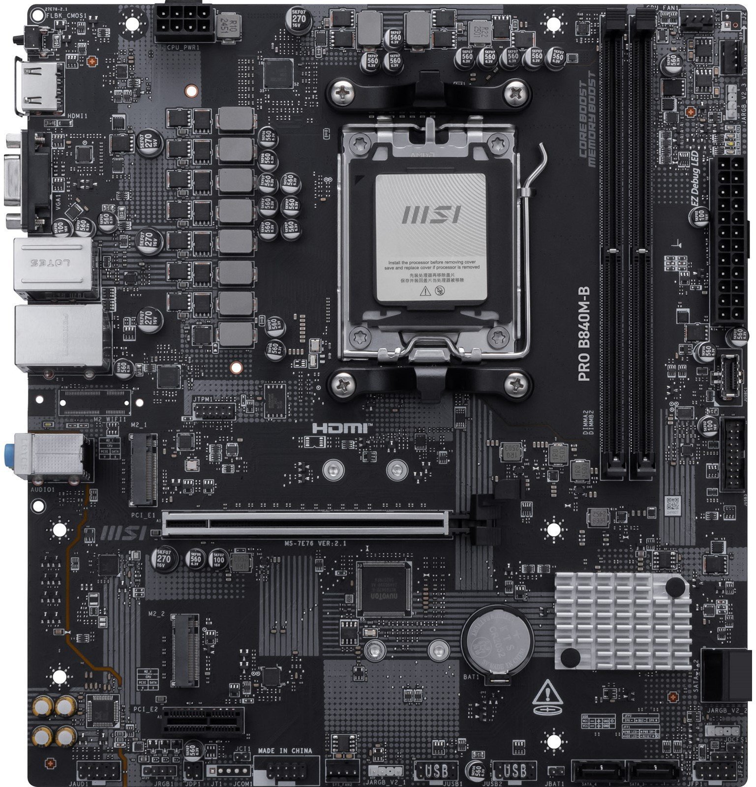 MSI MB Sc AM5 PRO B840M-B, AMD B840, 2xDDR5, 1xHDMI, 1xVGA, mATX PRO B840M-B