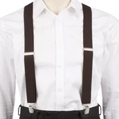 Paski - Szelki do spodni męskie eleganckie mocne V brązowe SZ2 brązowy, beżowy - miniaturka - grafika 1