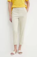 Spodnie damskie - Sisley spodnie damskie kolor beżowy fason cygaretki high waist - miniaturka - grafika 1