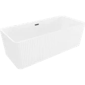 Wanny - Mexen Nila wanna wolnostojąca ryflowana 170 x 75 cm, biała, przelew gun gray szczotkowany - 52841708000-66 - miniaturka - grafika 1