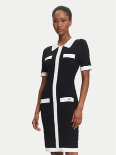 KARL LAGERFELD Sukienka dzianinowa A3W13036 Czarny Slim Fit - Sukienki - miniaturka - grafika 1