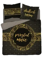 Pościel - Detexpol Pościel bawełniana 160x200 Przytul mnie czarna złota 3755 A Holland 78 - miniaturka - grafika 1