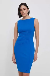 Sukienki - Calvin Klein sukienka kolor niebieski mini dopasowana - grafika 1