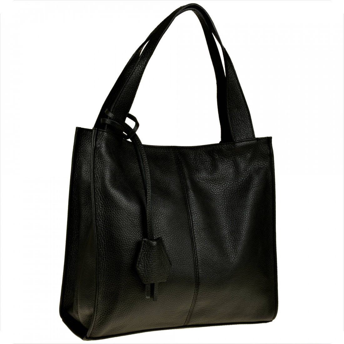 Duża torebka włoska shopper bag czarna skóra naturalna