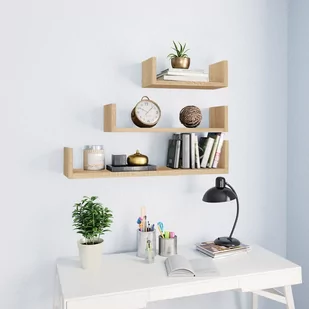 vidaXL Półki ścienne, 3 szt., dąb sonoma, płyta wiórowa vidaXL - Półki do salonu - miniaturka - grafika 1
