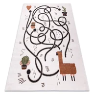 Dywany - Dywan FUN Game dla dzieci, gra, lama krem wielokolorowy 140x190 cm - miniaturka - grafika 1