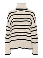 Swetry damskie - Vero Moda Sweter "Saba" w kolorze beżowo-czarnym - miniaturka - grafika 1