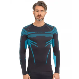 Męska koszulka termoaktywna Brubeck DRY LS15700 graphite/blue - M - Koszulki sportowe męskie - miniaturka - grafika 1