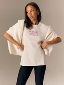 Koszulki i topy damskie - 4F T-shirt loose z nadrukiem damski - biały S - miniaturka - grafika 1