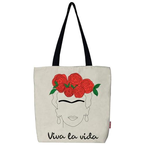 hello-bags. Torba na zamek błyskawiczny, podszewka i wewnętrzna kieszeń. Na zewnątrz: 100% bawełna. W zestawie ładna koperta na prezent. Model: VIVALAVIDA. Kolor: ecru/czarny. Wymiary: 37 x 38 cm.,