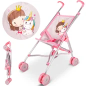 Domki dla lalek - Wózek dla Lalek Lekki Składany Parasolka Spacerówka Jednorożec Księżniczka - miniaturka - grafika 1