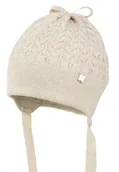 Czapki dla dzieci - Dziewczęca czapka na zimę ADALINA jasny beż - miniaturka - grafika 1