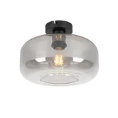 Oprawy, klosze i abażury - QAZQA Lampa sufitowa Art Deco czarna z przydymionym szkłem - Bizle - miniaturka - grafika 1