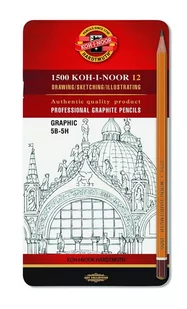 Koh-I-Noor Ołówki grafitowe 5B-5H 12 szt. - 1502/III - Artykuły biurowe - miniaturka - grafika 2
