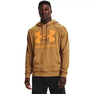 Bluzy męskie - Under Armour Męska bluza z kapturem Rival, Antyczny Ochre (277)/omega pomarańczowy, M - miniaturka - grafika 1