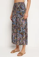 Spodnie damskie - Czarne Bawełniane Spodnie Kuloty z Wzorem Paisley Tarrisa - miniaturka - grafika 1