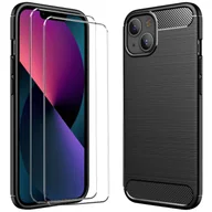 Etui i futerały do telefonów - zestaw ochronny 2 w 1 dla Apple iPhone 14 składa się z 2x szklanej osłony ekranu 9H i 1x silikonowego etui w kolorze czarnym - miniaturka - grafika 1