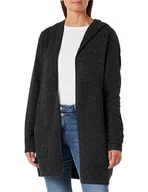 Swetry damskie - VERO MODA TALL Vmdoffy Ls Open Hood Cardi Ga Noos TLL kardigan damski, Czarny/szczegóły: melanż, XXL wysoki - miniaturka - grafika 1