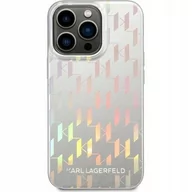 Etui i futerały do telefonów - Karl Lagerfeld Etui do iPhone 14 Pro 6,1" hardcase srebrny/silver Monogram Iridescent - miniaturka - grafika 1