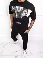 Koszulki męskie - T-shirt męski z nadrukiem czarny Dstreet RX4845-S - miniaturka - grafika 1