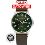 Zegarki męskie - Zegarek Pacific Polska SMA-1073D-04 zielony męski zegarek z orłem i polskim datownikiem - miniaturka - grafika 1