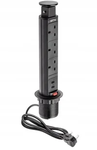 Biurkowe gniazdko wpuszczane UK gniazdo USB czarne - Gniazdka elektryczne - miniaturka - grafika 1