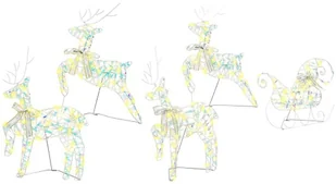 vidaXL LED Renifery z 40 diodami LED 5 pcs Wielokolorowy PET - Ozdoby bożonarodzeniowe - miniaturka - grafika 1