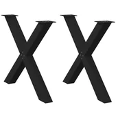 Zawiasy, okucia i inne akcesoria - Nogi do stołu jadalnego w kształcie litery X 2 szt. Czarne 90x(72-73) cm Stal vidaXL - miniaturka - grafika 1