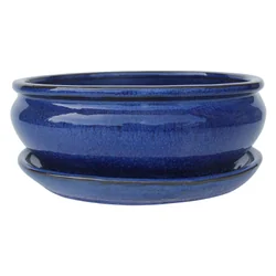 Cermax Donica do drzewka Bonsai ceramiczna z podstawk 21.2x16.5 cm  niebieska - Ceny i opinie na Skapiec.pl