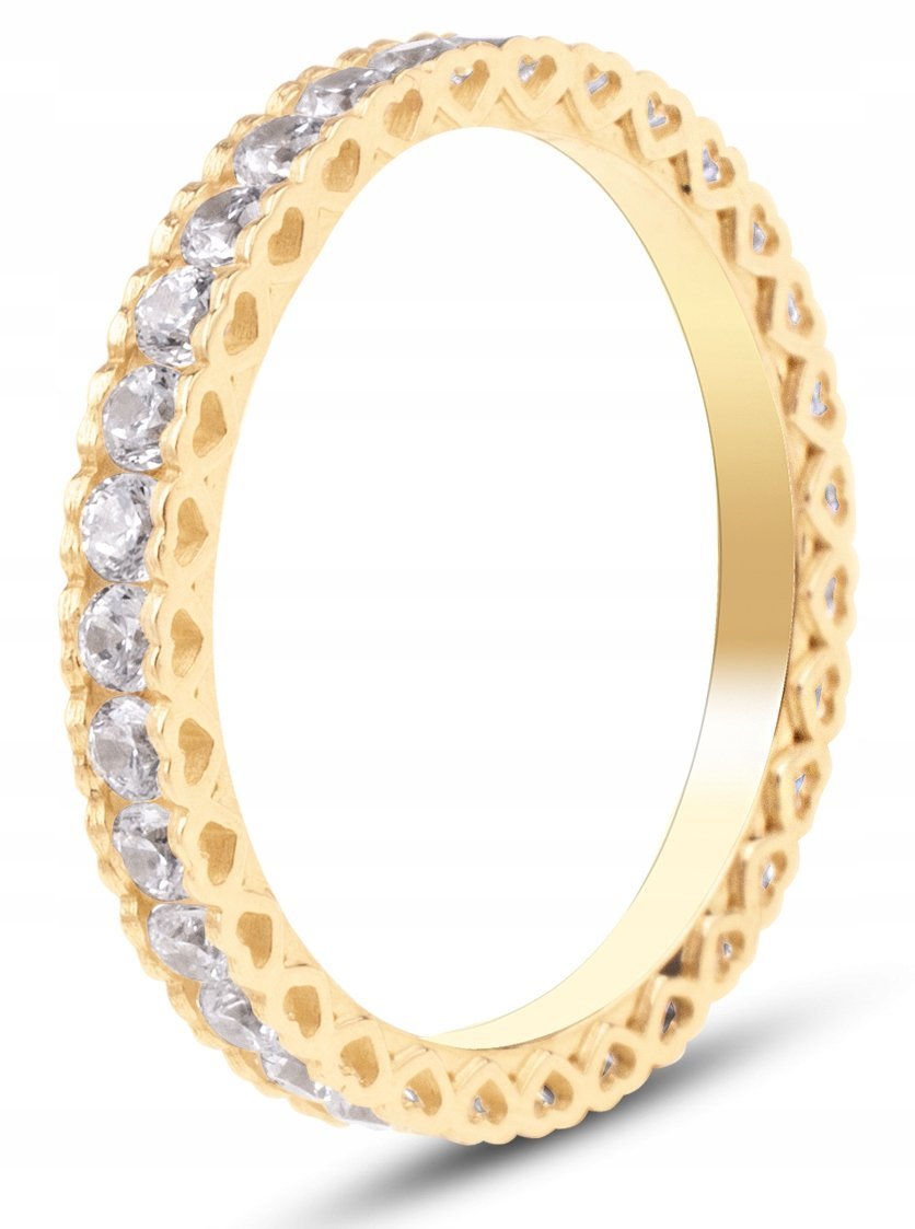 ZŁOTY PIERŚCIONEK OBRĄCZKA Z CYRKONIAMI CUORE 333