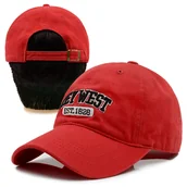 Czapki i chusty sportowe męskie - Czapka z daszkiem KEY WEST bejsbolówka CZERWONA bawełniana Pako Jeans - miniaturka - grafika 1