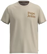 Koszulki męskie - Pepe Jeans Koszulka męska Kody, Brązowy (piaskowy), XL - miniaturka - grafika 1
