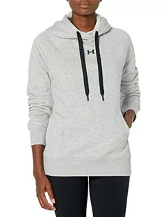 Bluzy damskie - Under Armour Bluza damska Rival Fleece Hb z kapturem rozgrzewana bluza Szary Steel Medium Heather / Black / Black (035) XL 1356317-035-X-Large - grafika 1