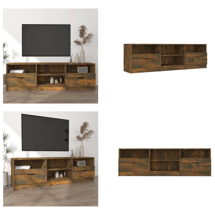 vidaXL Szafka pod TV dąb wędzony 150x33,5x45 cm materiał drewnopochodny - szafka pod TV - szafki pod TV - stojak pod TV - meble pod TV