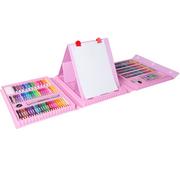 Kredki, ołówki, pastele i pisaki - Zestaw artystyczny, 208 elementów w różowej walizce - miniaturka - grafika 1