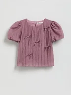 Bluzki dla dziewczynek - Reserved - Bluzka z kokardkami - jasnofioletowy - miniaturka - grafika 1
