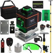 Poziomice, łaty, miary - Poziomica Laserowa 4D Blokada Wahadła + Statyw - miniaturka - grafika 1